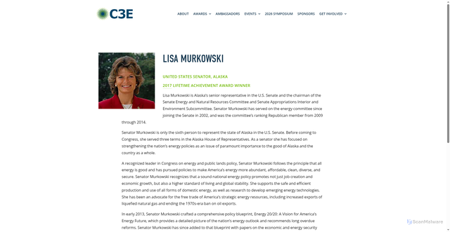 Security scan screenshot of https://c3e.org/lisa-murkowski