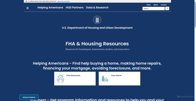 Security scan screenshot of https://www.hud.gov/fha