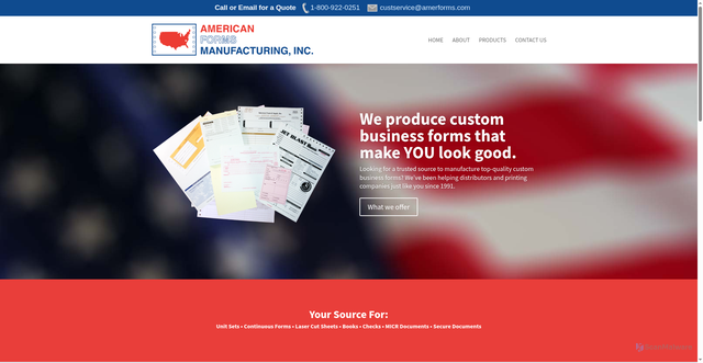 Security scan screenshot of https://americanformsmfg.com/