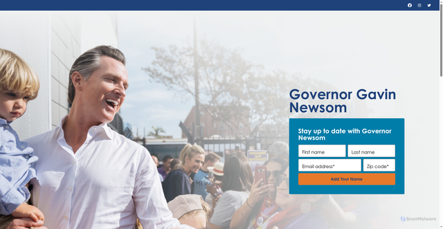 Security scan screenshot of https://gavinnewsom.com/
