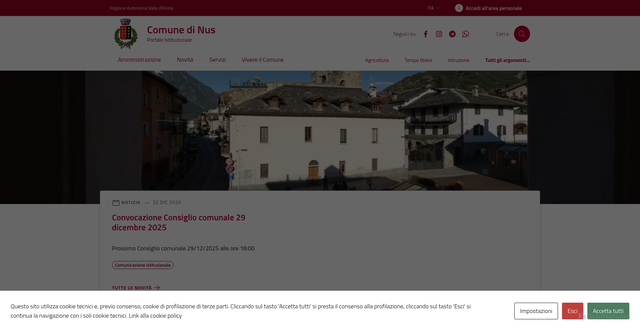 Security scan screenshot of https://comune.nus.ao.it/