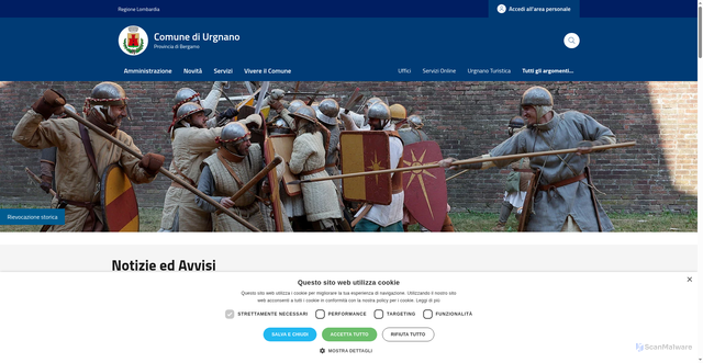 Security scan screenshot of https://www.comune.urgnano.bg.it/