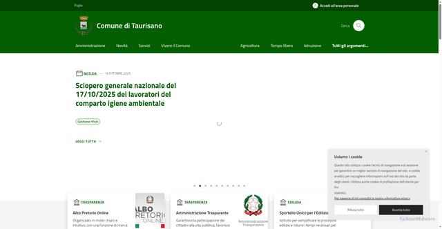 Security scan screenshot of https://www.comune.taurisano.le.it/