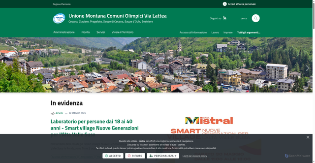 Security scan screenshot of http://www.unionevialattea.to.it/