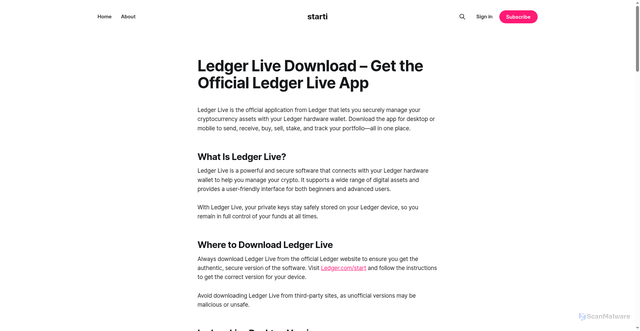Security scan screenshot of https://starti.ghost.io/download-en/