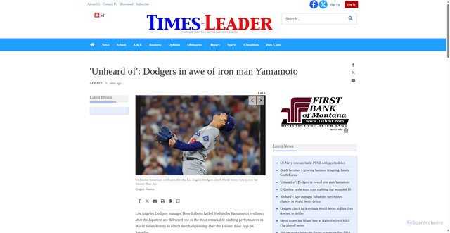 Security scan screenshot of https://www.fairfieldsuntimes.com/news/national/unheard-of-dodgers-in-awe-of-iron-man-yamamoto/article_c31c1b9a-25ab-5627-a4fe-4812fe418b48.html
