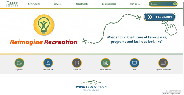 Security scan screenshot of https://essexvt.gov/