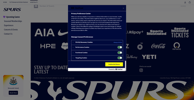 Security scan screenshot of https://hospitality.tottenhamhotspur.com/events/charlton-athletic