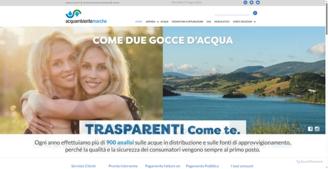 Security scan screenshot of https://www.acquambientemarche.it/