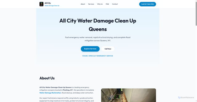 Security scan screenshot of allcitywaterdamagecleanupqueens-dpr6op2kziai.edgeone.dev