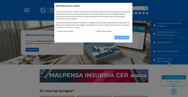 Security scan screenshot of https://www.va.camcom.it/