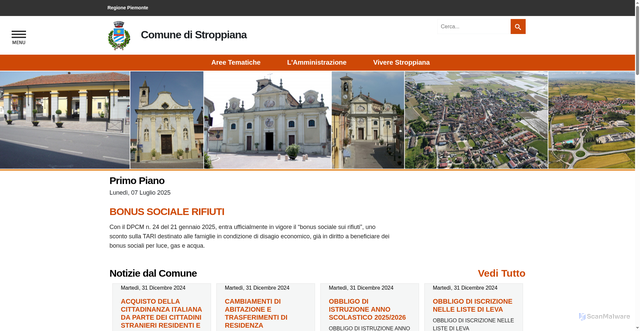 Security scan screenshot of https://www.comune.stroppiana.vc.it/