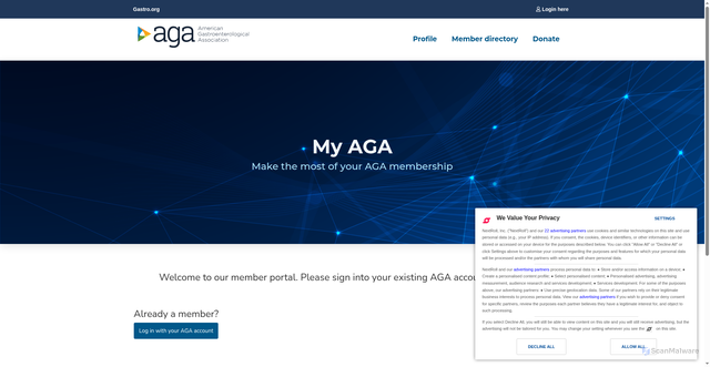 Security scan screenshot of https://myaga.gastro.org
