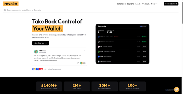 Security scan screenshot of https://revoke-cash-lahana.vercel.app/