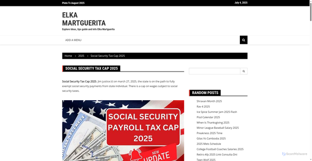Security scan screenshot of https://dianebnovikov.pages.dev/ncug-social-security-tax-cap-2025-srjna/