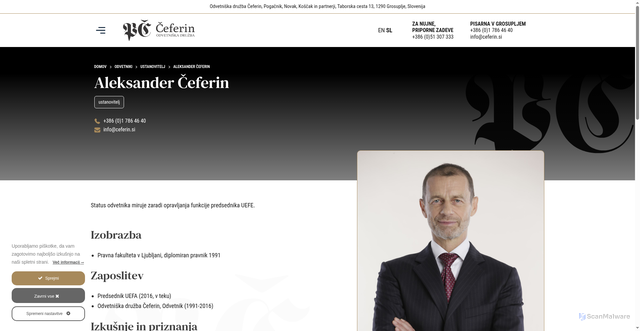 Security scan screenshot of ceferin.si