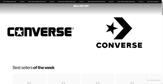 Security scan screenshot of https://bullseyestore.lol/collections/converse