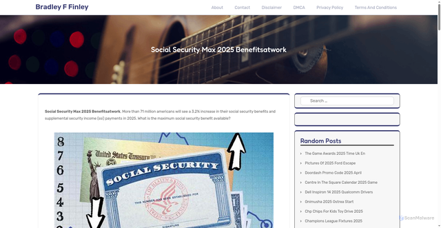 Security scan screenshot of https://bradleyffinleyd.pages.dev/rwkmr-social-security-max-2025-benefitsatwork-lzfgg/