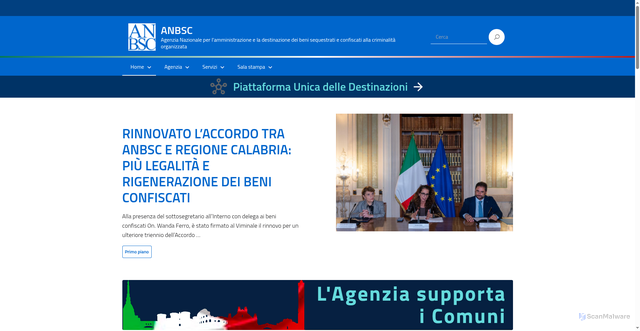 Security scan screenshot of https://www.benisequestraticonfiscati.it