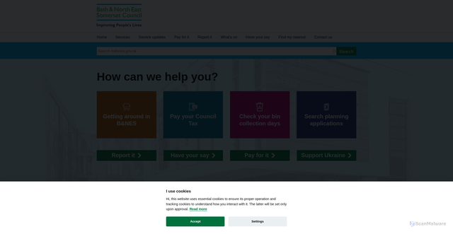 Security scan screenshot of http://www.bathnes.gov.uk/