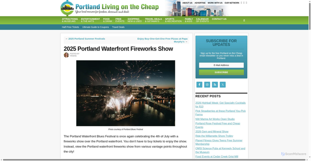 Security scan screenshot of https://portlandlivingonthecheap.com/portland-waterfront-fireworks-show/