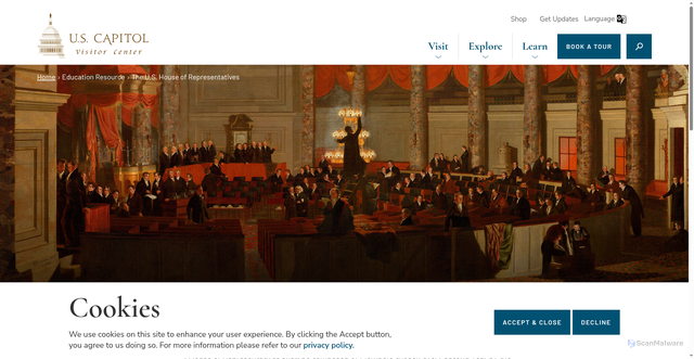 Security scan screenshot of https://www.visitthecapitol.gov/education-resource/us-house-representatives