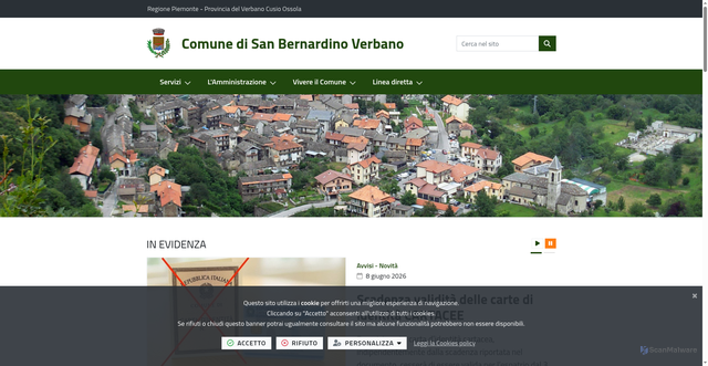 Security scan screenshot of https://www.comune.sanbernardinoverbano.vb.it