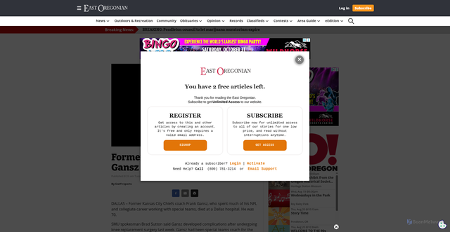Security scan screenshot of https://eastoregonian.com/2009/04/28/former-chiefs-coach-frank-gansz-dies/