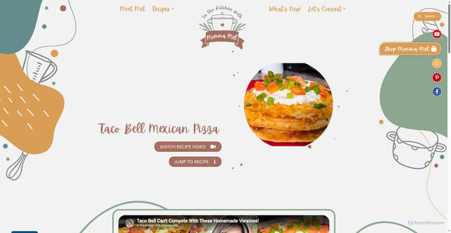 Security scan screenshot of https://inthekitchenwithmommamel.com/recipes/taco-bell-mexican-pizza/