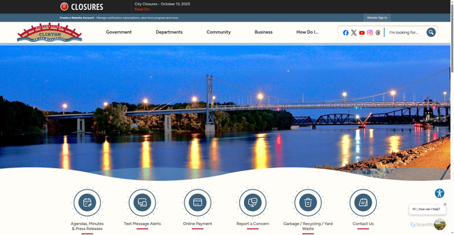 Security scan screenshot of https://cityofclintoniowa.gov/