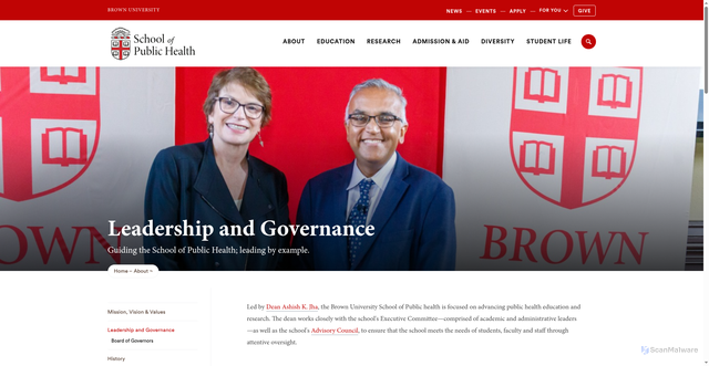 Security scan screenshot of https://sph.brown.edu/about/leadership