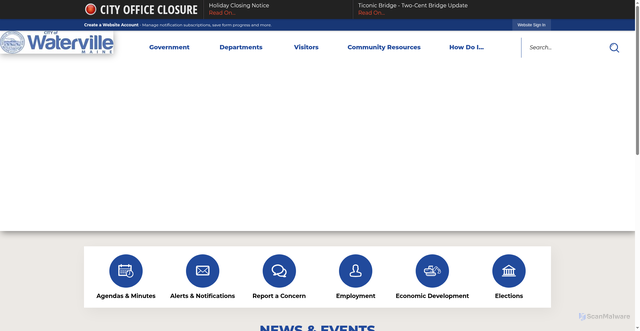 Security scan screenshot of https://waterville-me.gov/