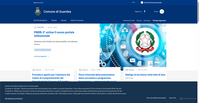 Security scan screenshot of https://www.comune.guardea.tr.it/