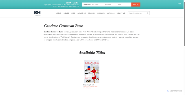 Security scan screenshot of https://www.bhpublishinggroup.com/contributors/candace-cameron-bure/