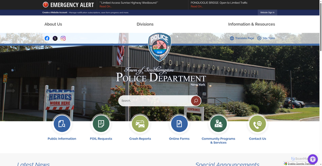 Security scan screenshot of https://southamptontownnypolice.gov/