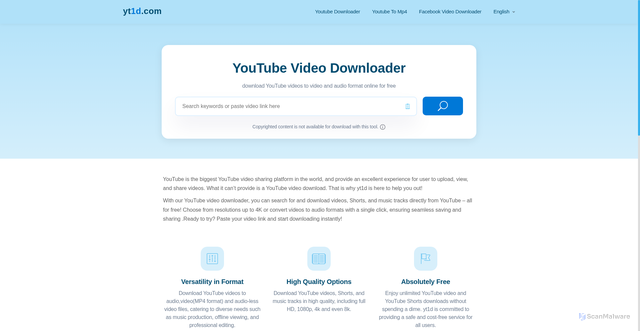 Security scan screenshot of https://yt1d.com/en393/