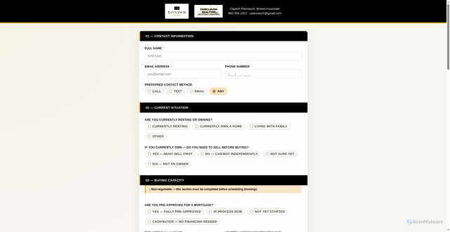 Security scan screenshot of https://intakeformsrev6.pages.dev/buyer-intake.html