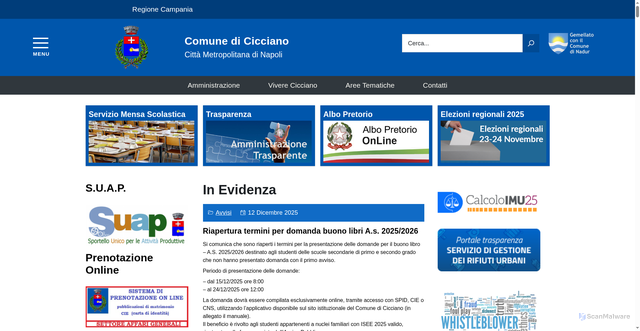 Security scan screenshot of https://www.comune.cicciano.na.it/