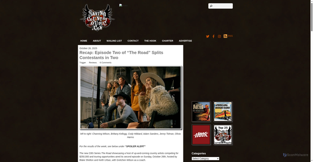 Security scan screenshot of https://savingcountrymusic.com/recap-episode-two-of-the-road-splits-contestants-in-two/