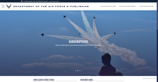Security scan screenshot of https://www.e-publishing.af.mil/