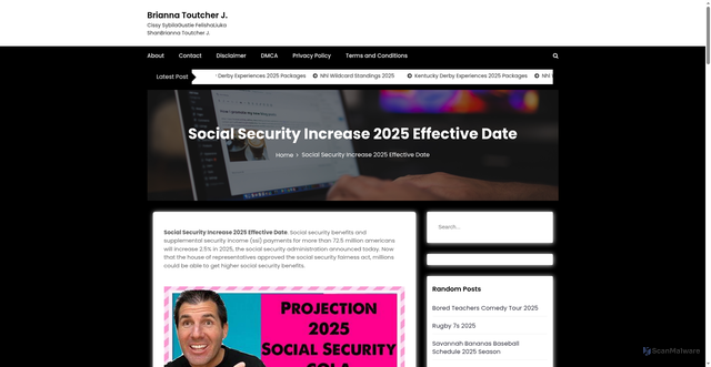Security scan screenshot of https://briannatoutcherj.pages.dev/tlbho-social-security-increase-2025-effective-date-nrkmg/