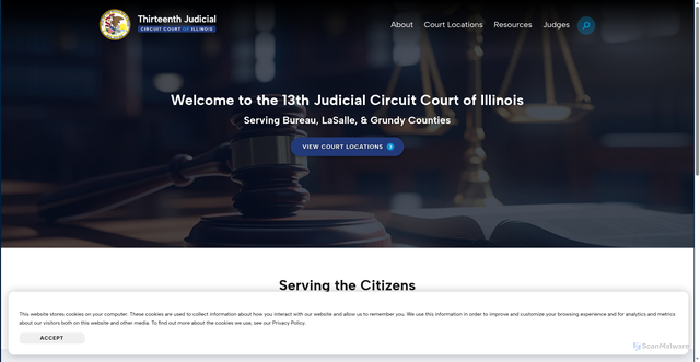 Security scan screenshot of https://www.13thjudicialil.gov/