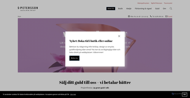 Security scan screenshot of https://guldsmedpetersson.se