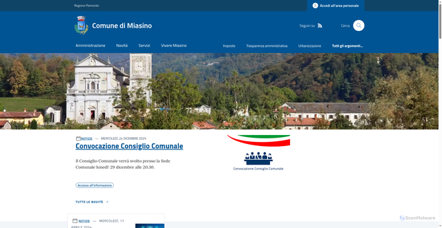 Security scan screenshot of https://www.comune.miasino.no.it/