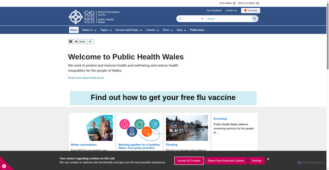 Security scan screenshot of https://phw.nhs.wales/