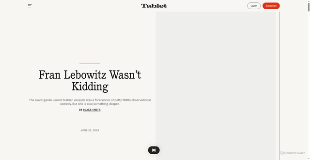 Security scan screenshot of https://www.tabletmag.com/sections/arts-letters/articles/fran-lebowitz-wasnt-kidding