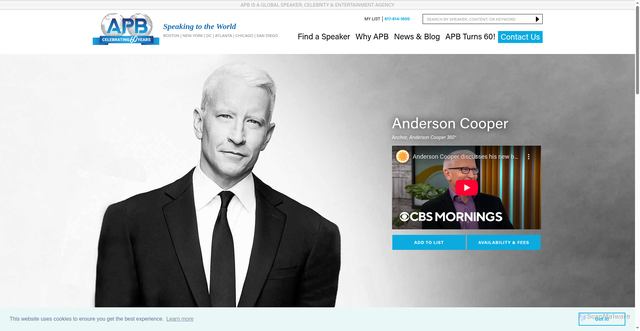 Security scan screenshot of https://www.apbspeakers.com/speaker/anderson-cooper/