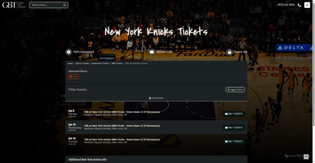 Security scan screenshot of https://tickets.greatbuytickets.com/performer/new-york-knicks-tickets