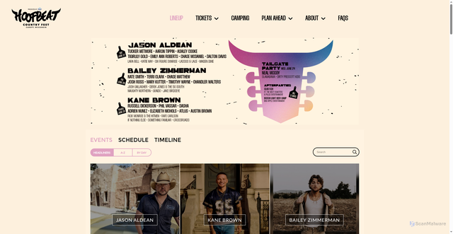 Security scan screenshot of https://hoofbeatfestival.com/lineup/