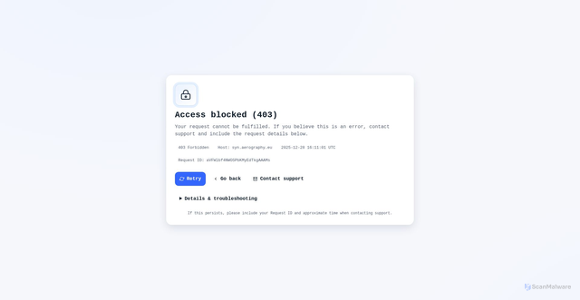 Security scan screenshot of https://syn.aerography.eu